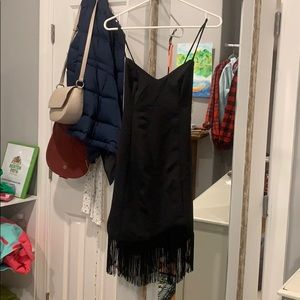 NBD black fringe dress